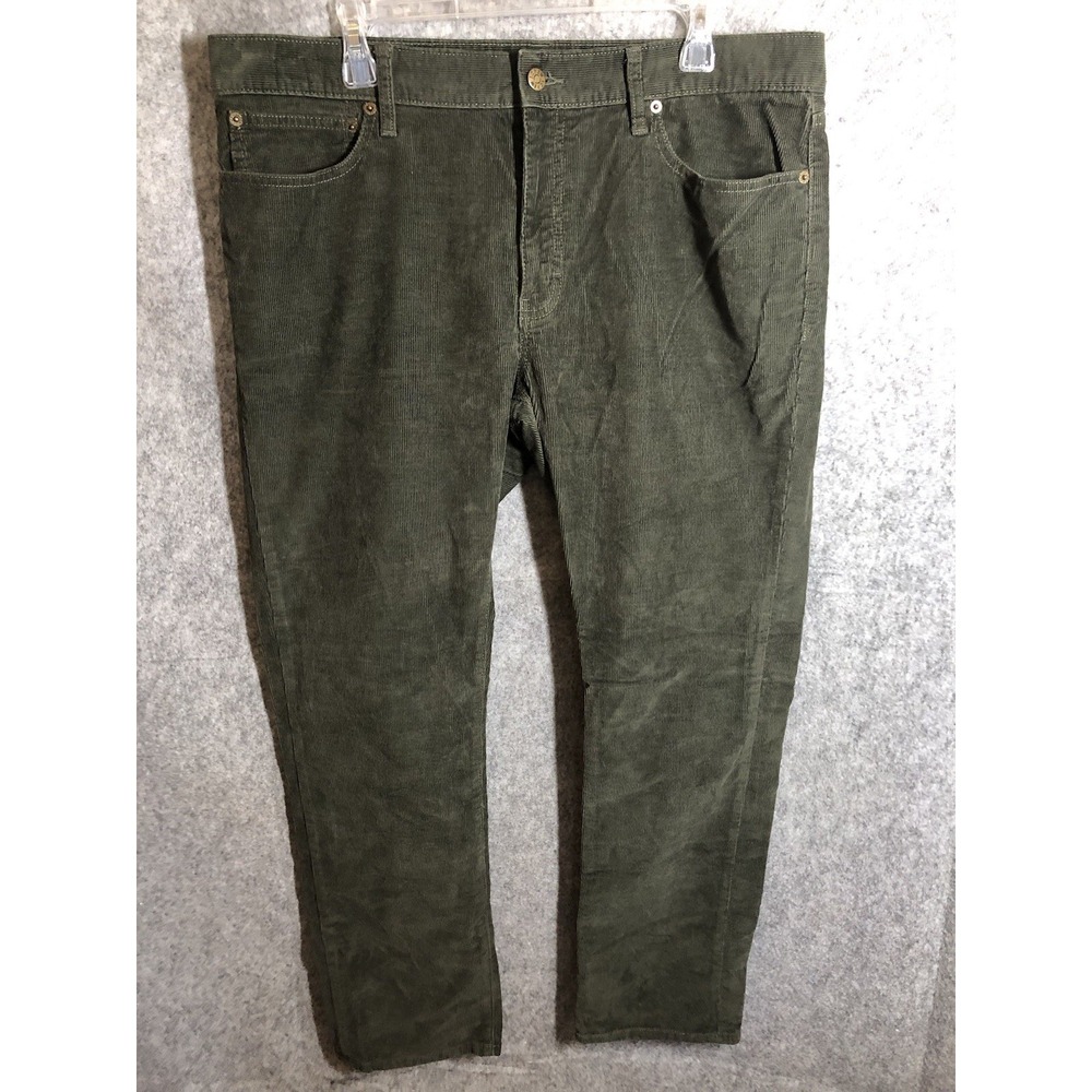 J. Crew Pants Mens 36x30 Green Corduroy 5 Pocket Straight Leg Casual Classic